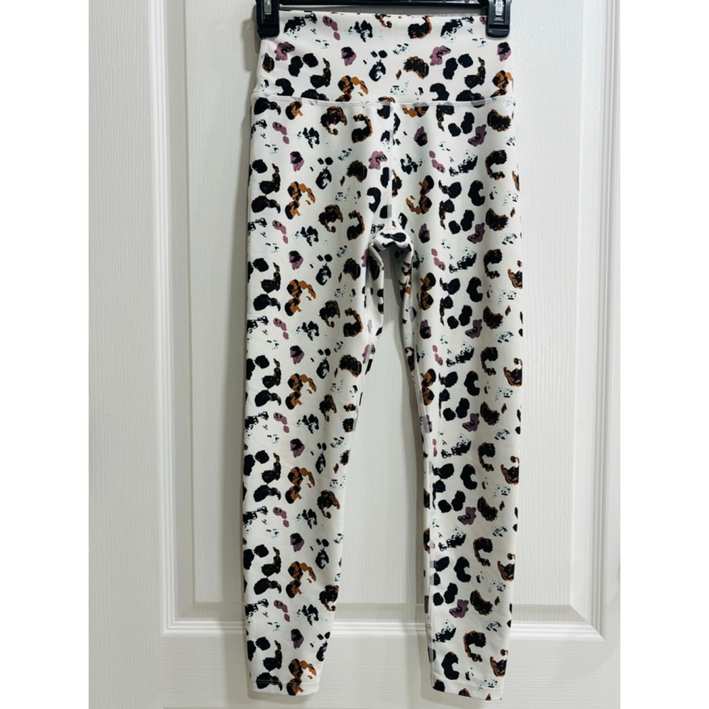 Sage Collective White Leopard Animal Print Activewear Leggings, Woman’s XS